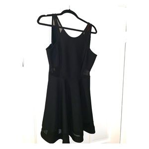 Black Mesh Cut-Out Swing Dress